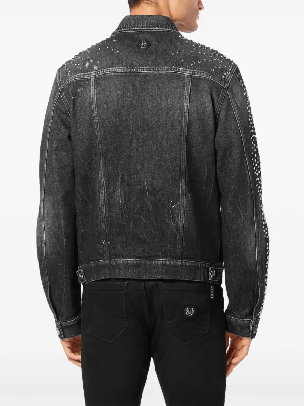 Philipp Plein stud-embellished Denim Jacket | Grey | FARFETCH