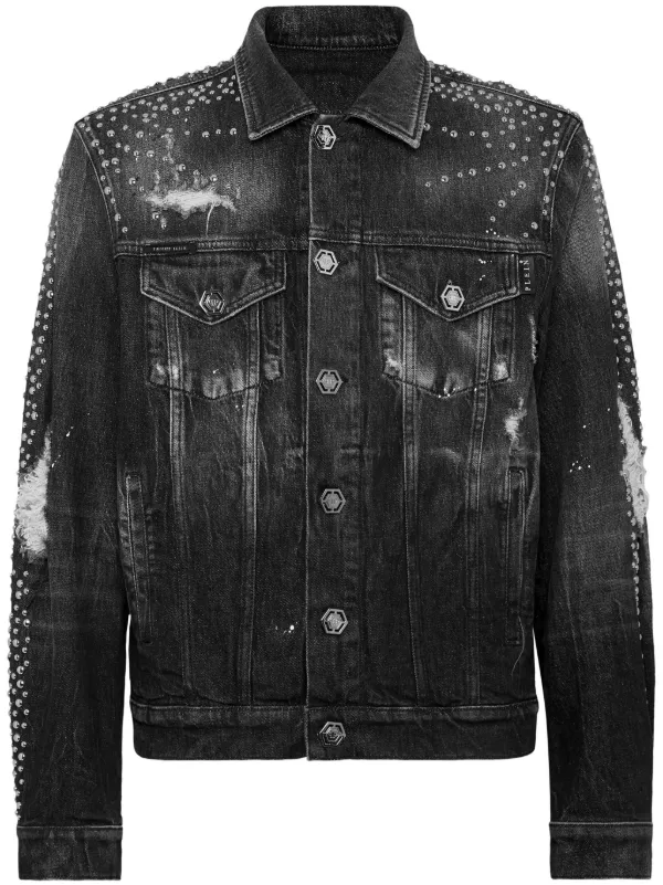 Philipp Plein スタッズ デニムジャケット | グレー | FARFETCH JP
