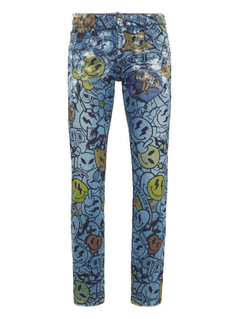 Philipp Plein smile-print distressed jeans