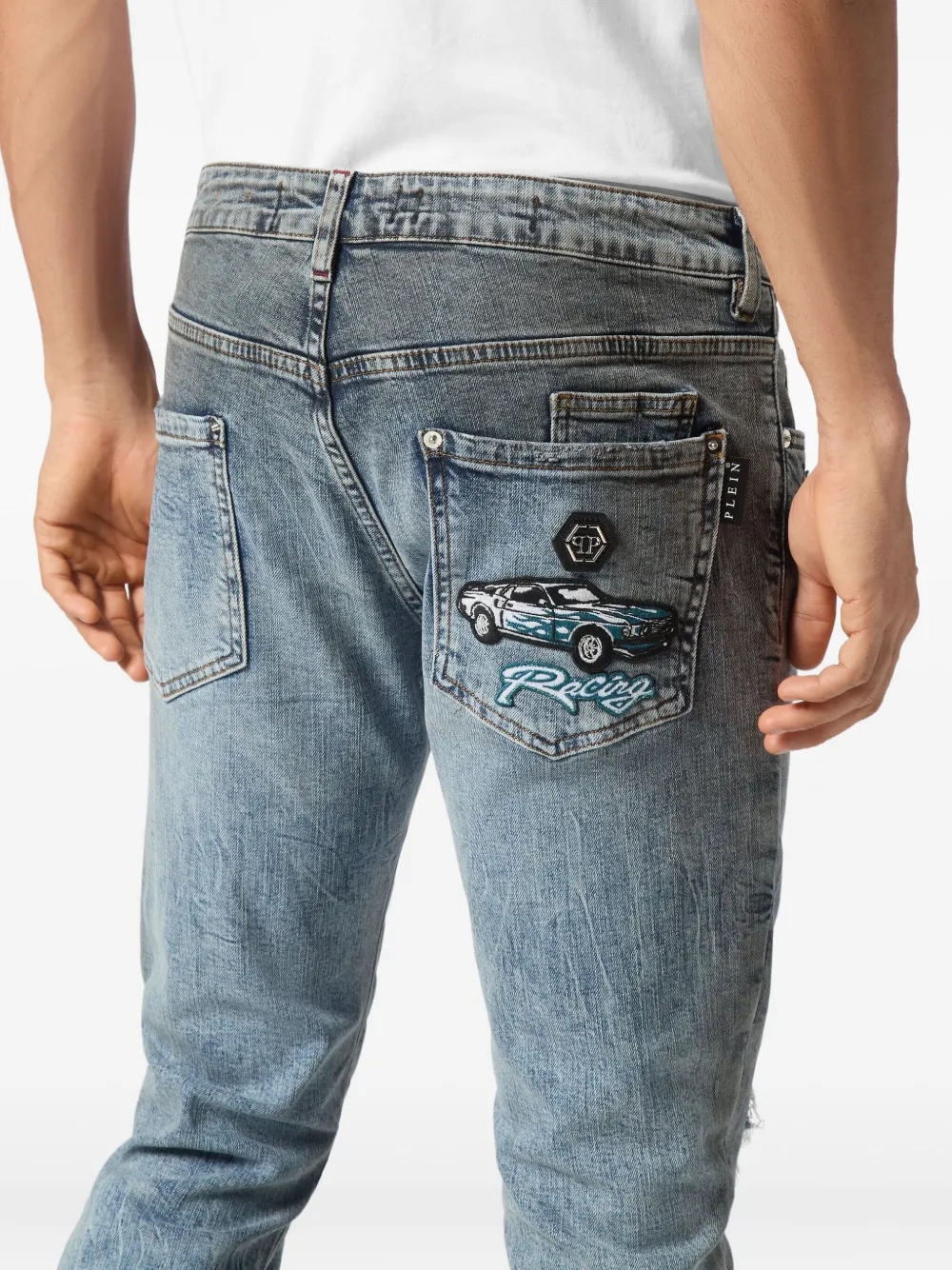Philipp Plein Cars Racing jeans Blauw