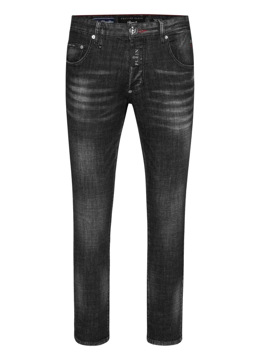Philipp Plein Denim Skinny Fit Hexagon Jeans In Black