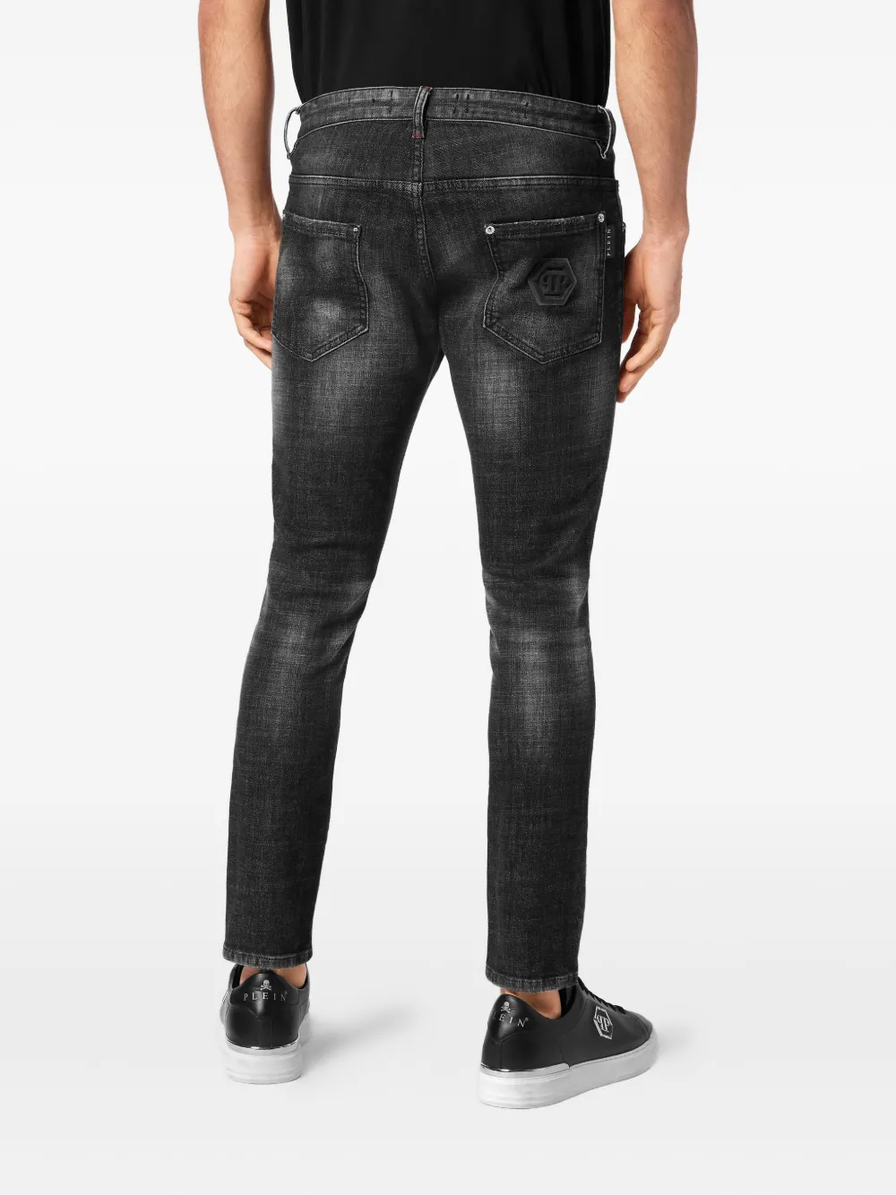Philipp Plein Jeans met zeshoekige applicatie Zwart