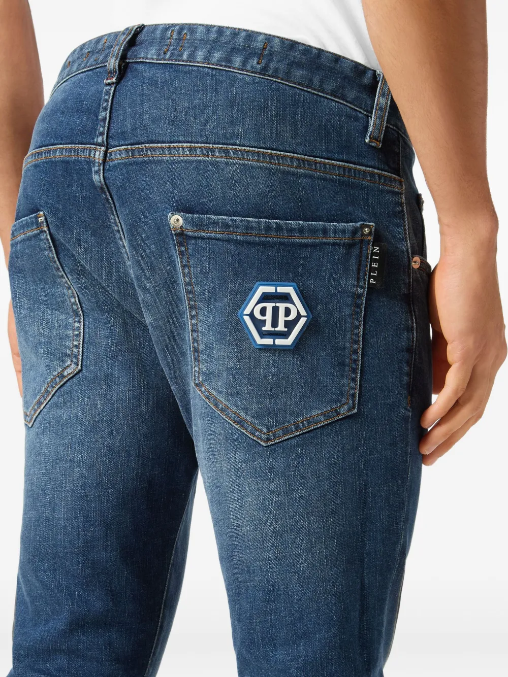 Philipp Plein Jeans met logoplakkaat Blauw