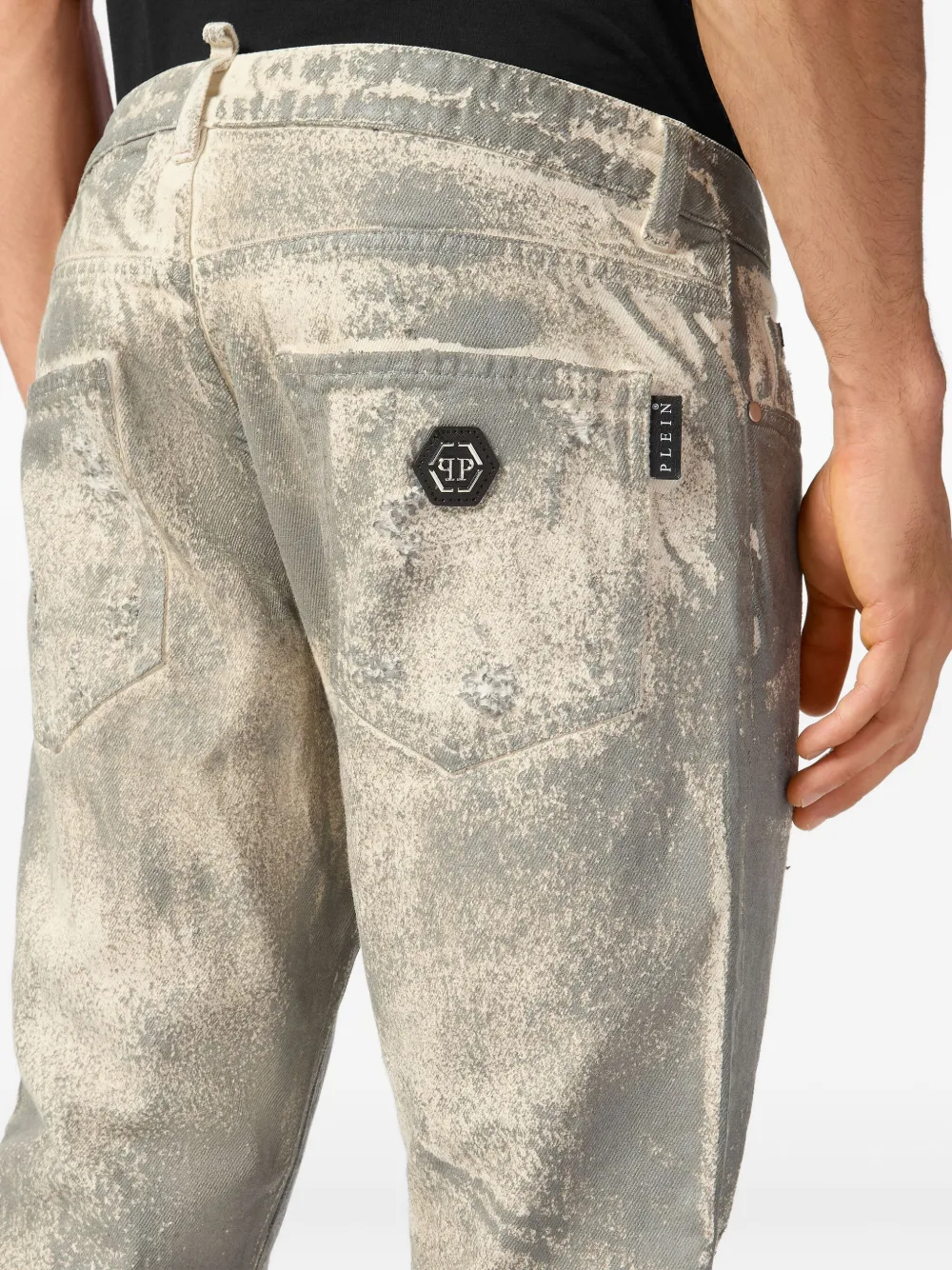 Philipp Plein Jeans met metallic-effect Beige