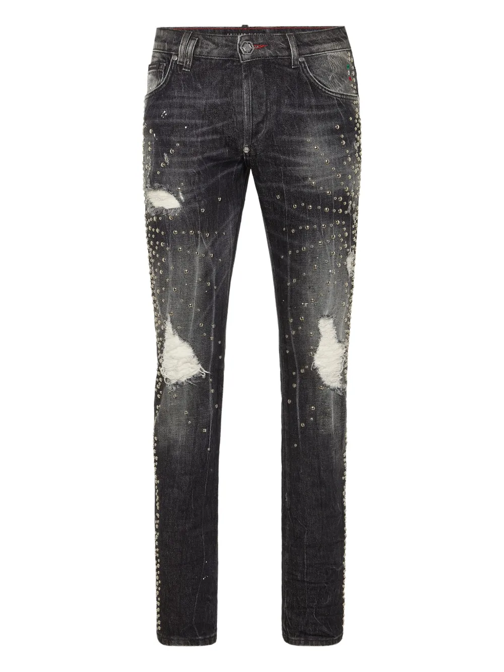 Philipp Plein studded distressed jeans Grijs