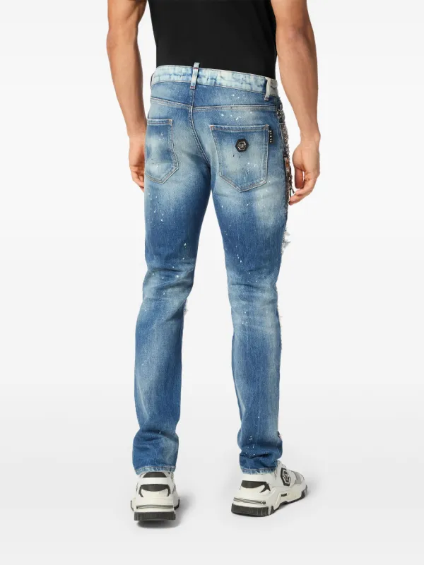 PHILIPP PLEINデニム Philipp Plein Denim Rock Star Fit Trousers Studs | Blue | FARFETCH AZ