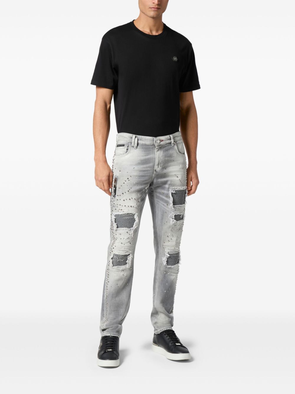 Philipp Plein Jeans met studs - Grijs