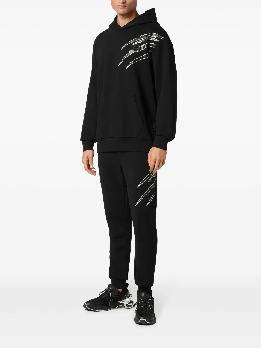 Plein Sport Hoodie met grafische print - Zwart