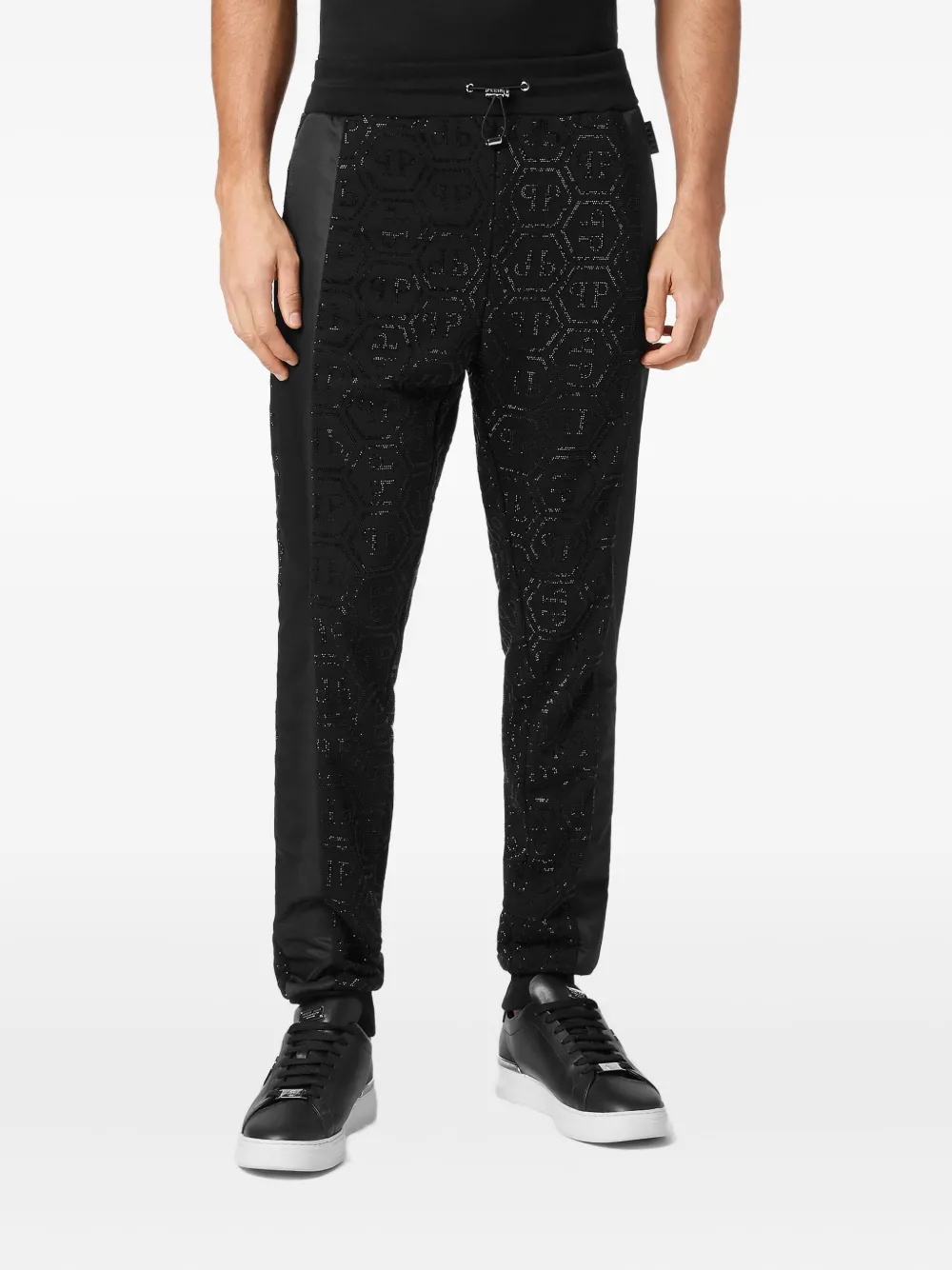 Philipp Plein Inserts Monogram Strass trainingsbroek Zwart
