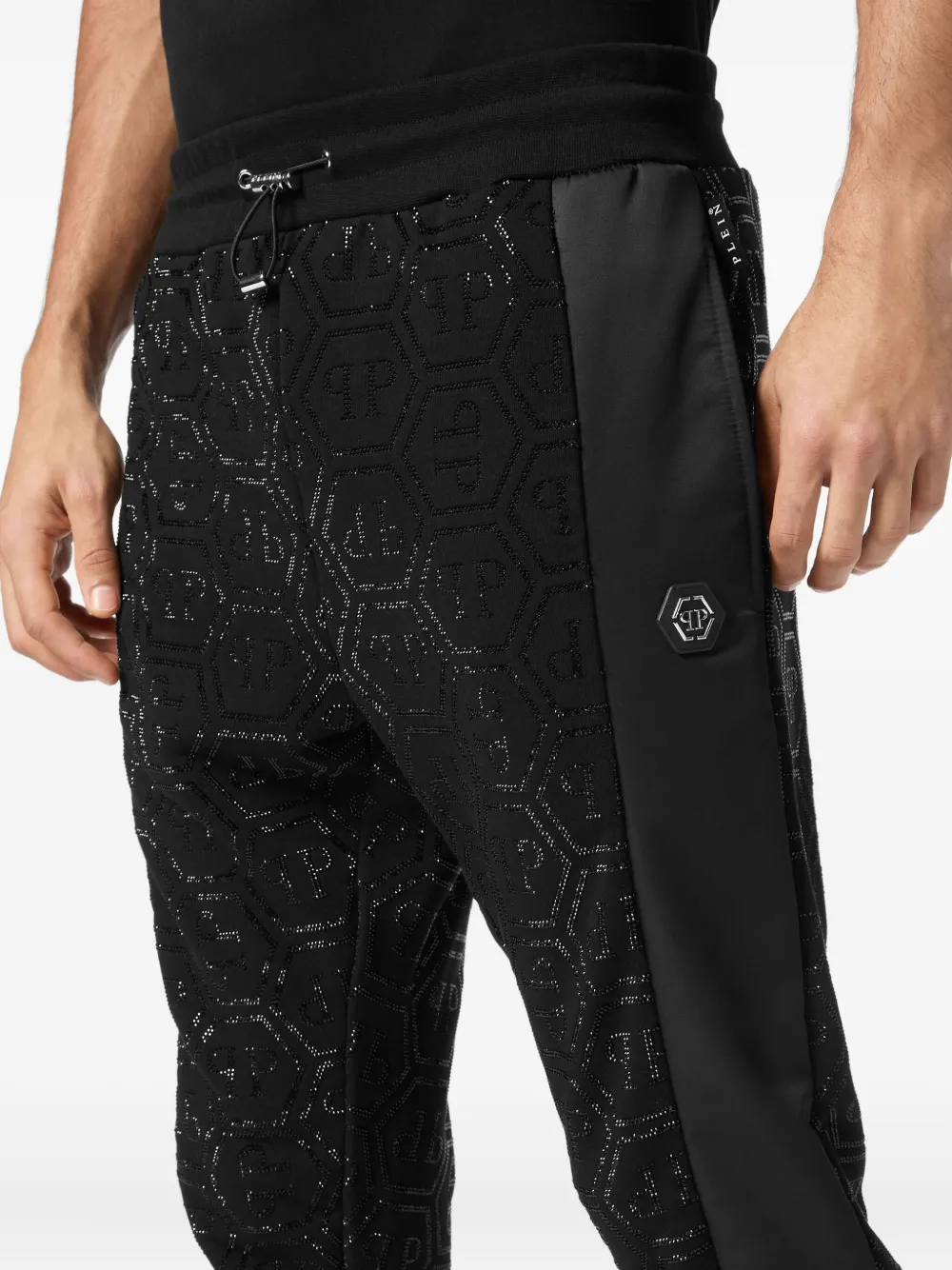 Philipp Plein Inserts Monogram Strass trainingsbroek Zwart