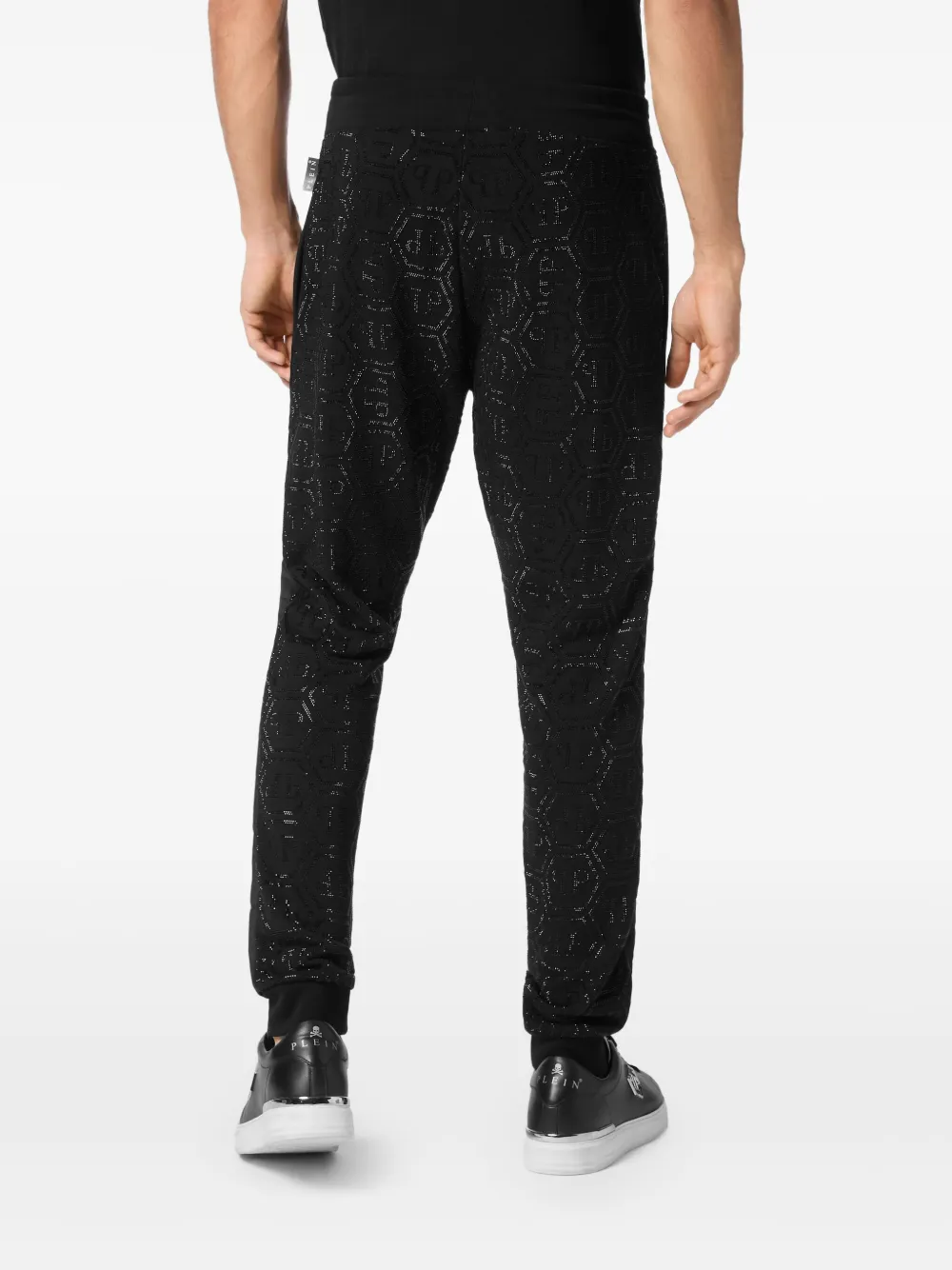 Philipp Plein Inserts Monogram Strass trainingsbroek Zwart