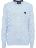 Philipp Plein monogram-jacquard jumper - Blue