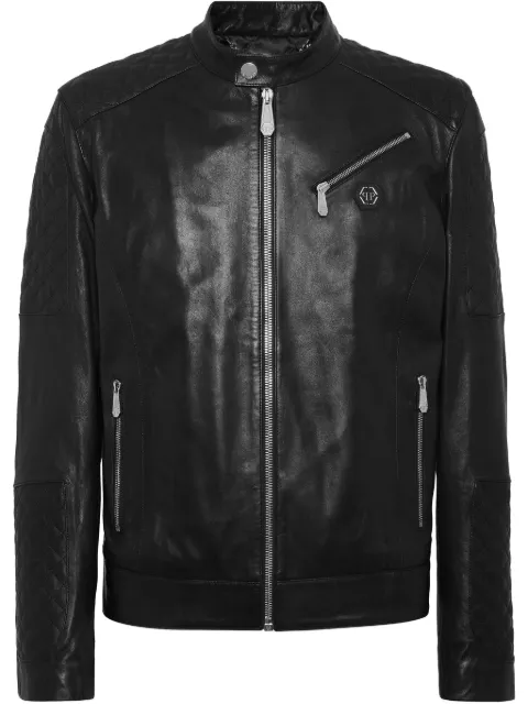 Philipp Plein padded leather bomber jacket