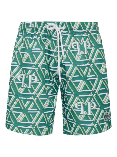 Philipp Plein shorts de playa con monograma estampado