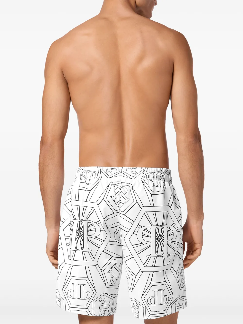 Philipp Plein Zwembroek met monogram Wit
