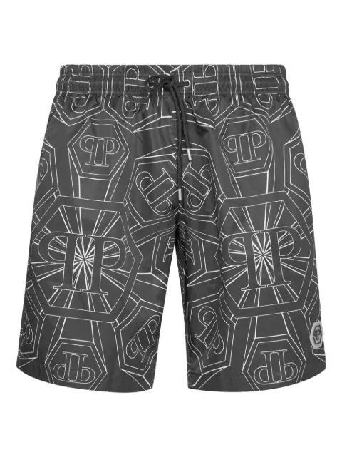 Philipp Plein shorts de playa con monograma