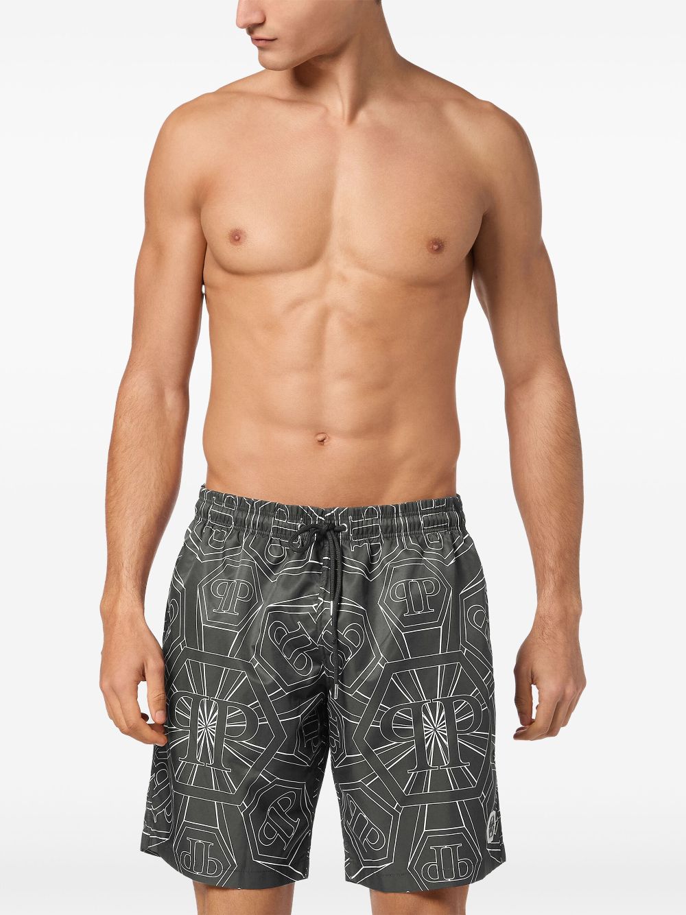 Philipp Plein monogram swim shorts - Grijs