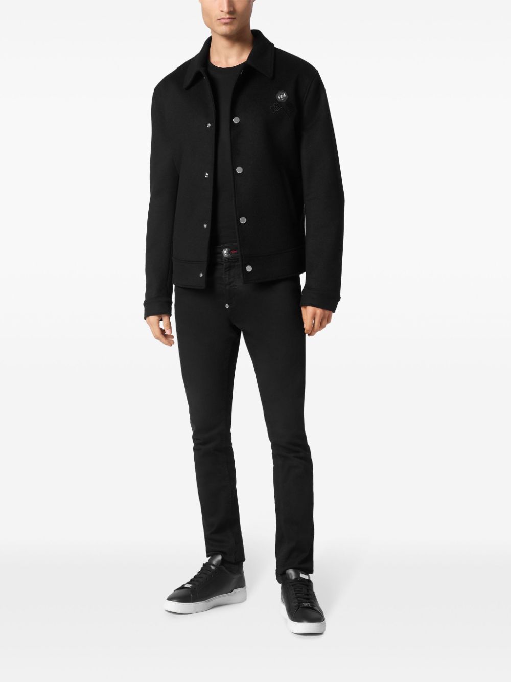 Philipp Plein Racing Club tweed jacket - Zwart