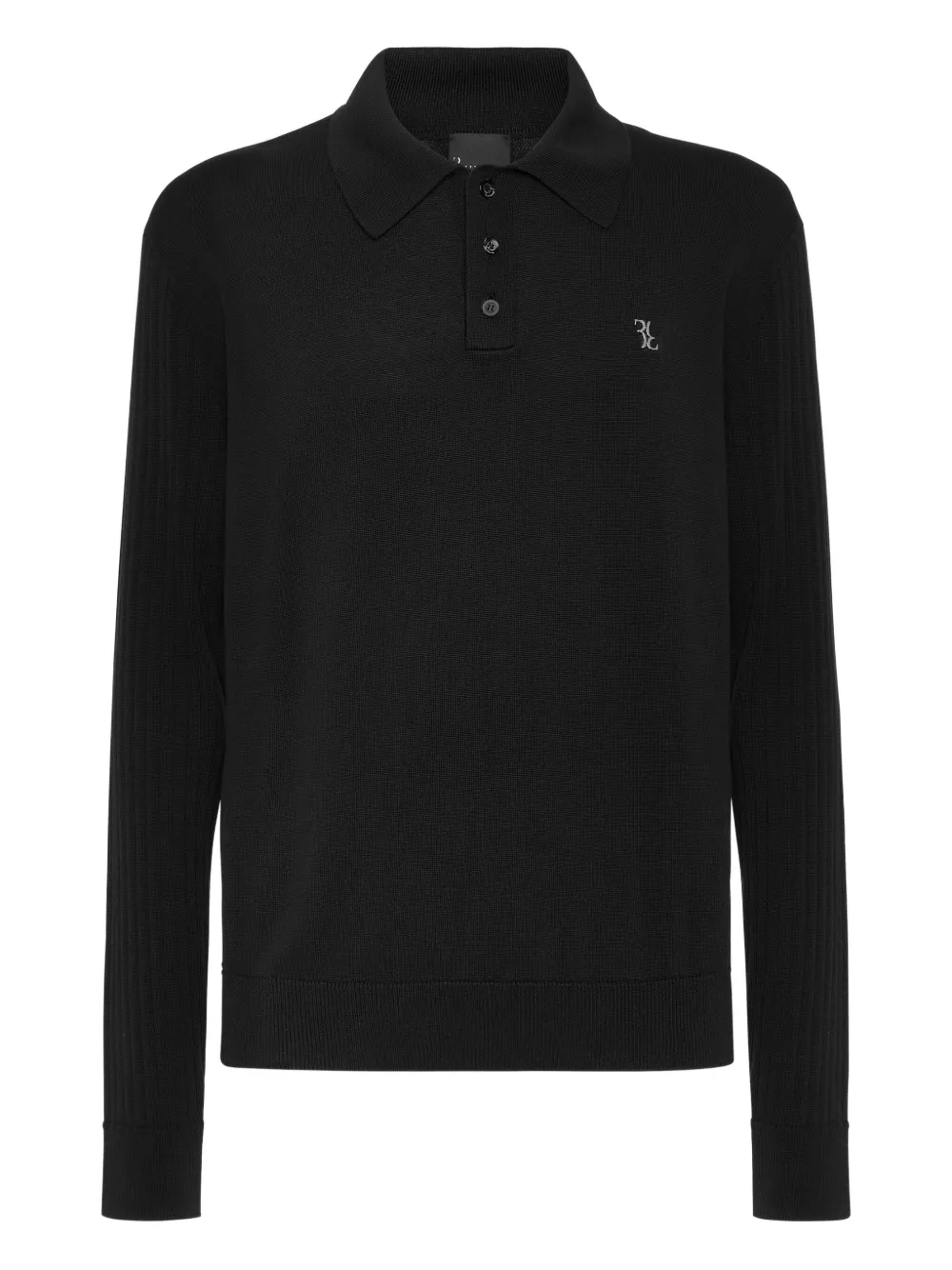 ribbed long-sleeves polo shirt