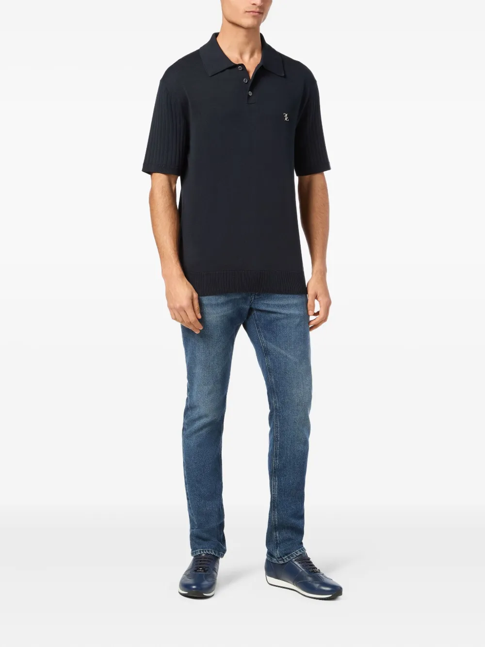 Billionaire Gebreid poloshirt - Zwart