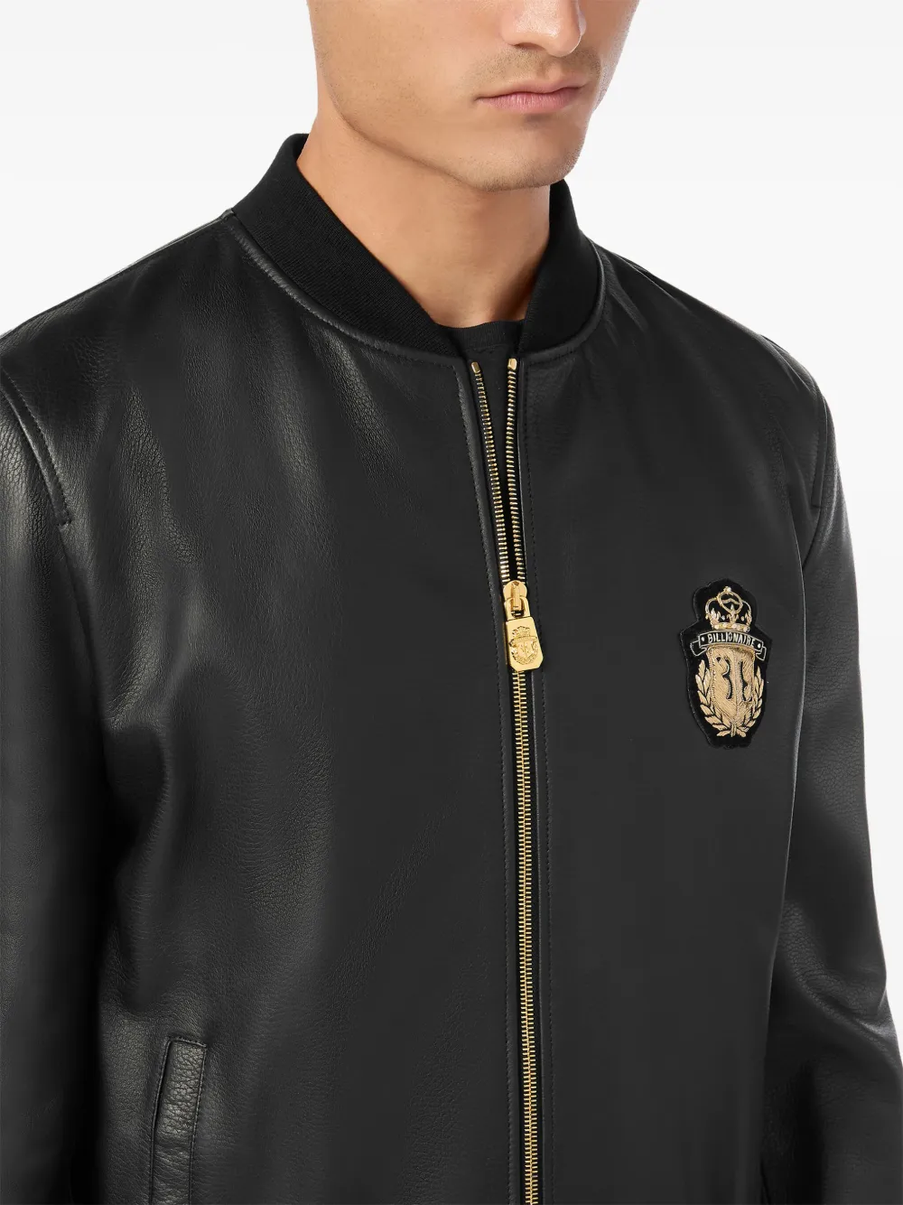 Billionaire Leren bomberjack Zwart