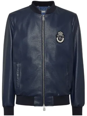 Dolce & Gabbana Leather Jacket | Blue | FARFETCH IN