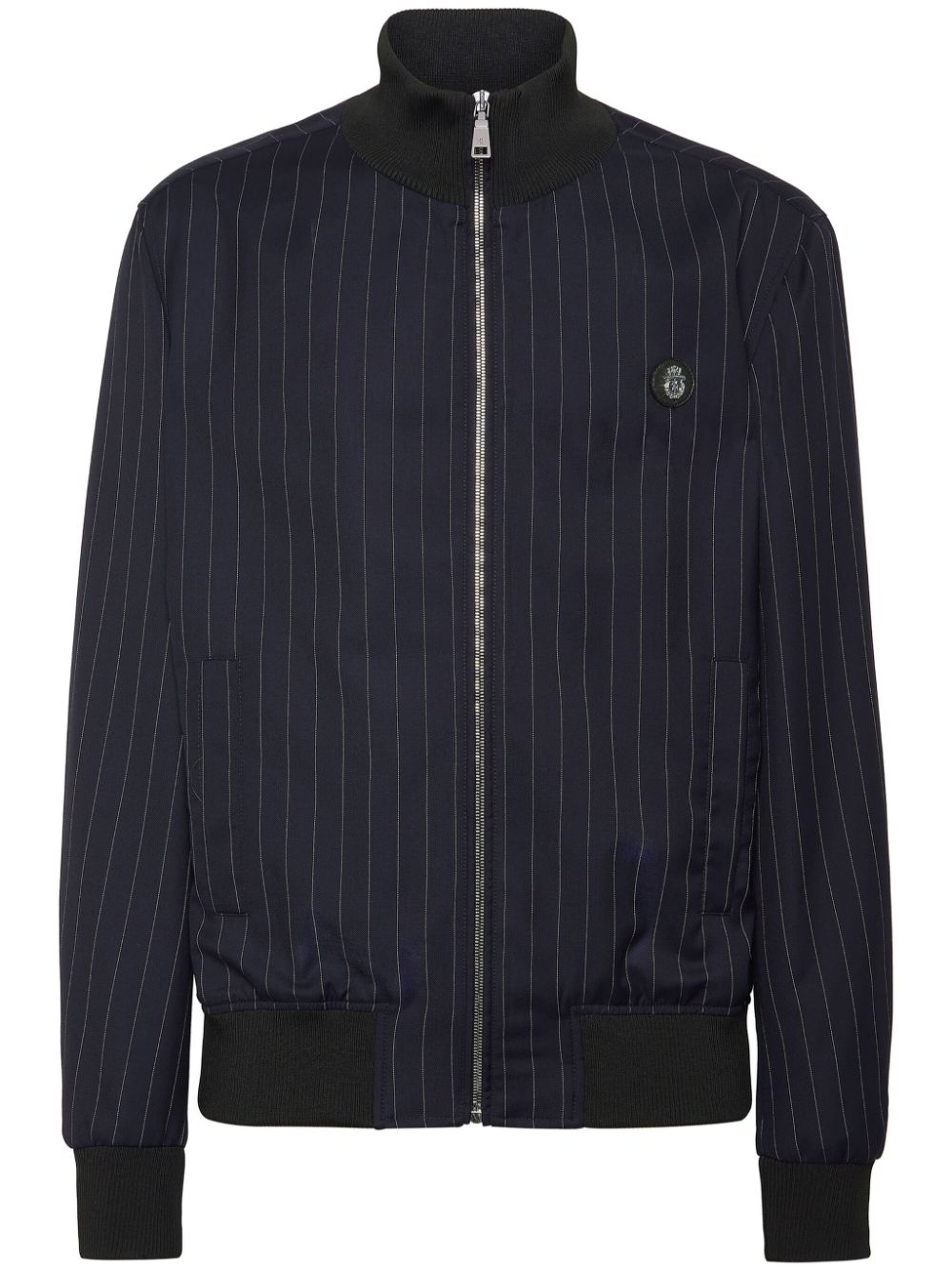 wool pinstripe bomber jacket