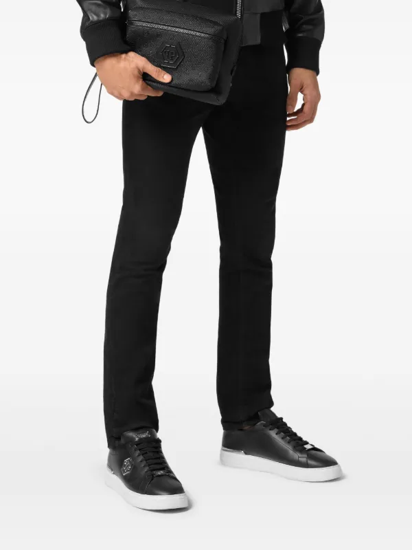 Philipp Plein ロゴパッチ クラッチバッグ | ブラック | FARFETCH JP