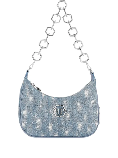 Philipp Plein Denim schoudertas met monogram