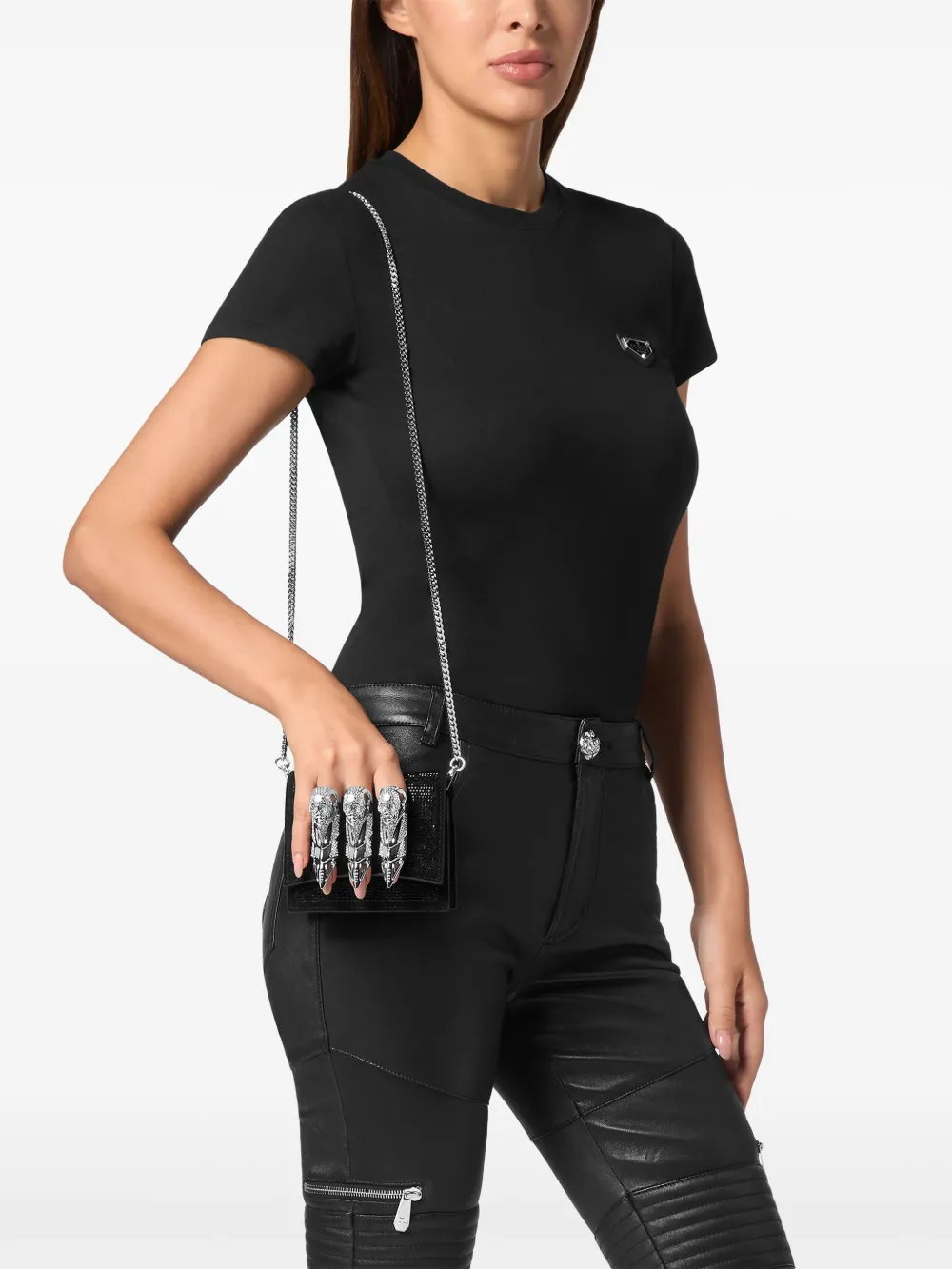 Philipp Plein Clutch verfraaid met stras - Zwart