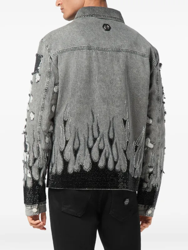 crystal-embellished denim jacket