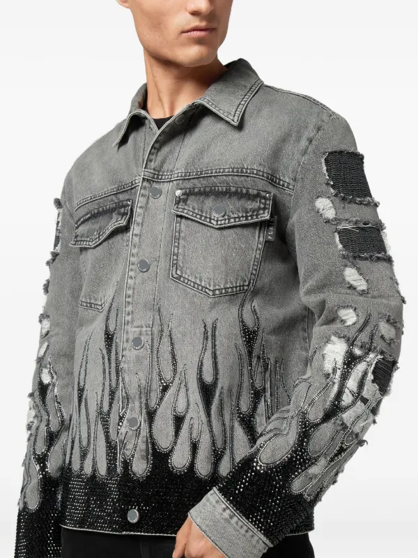 crystal-embellished denim jacket