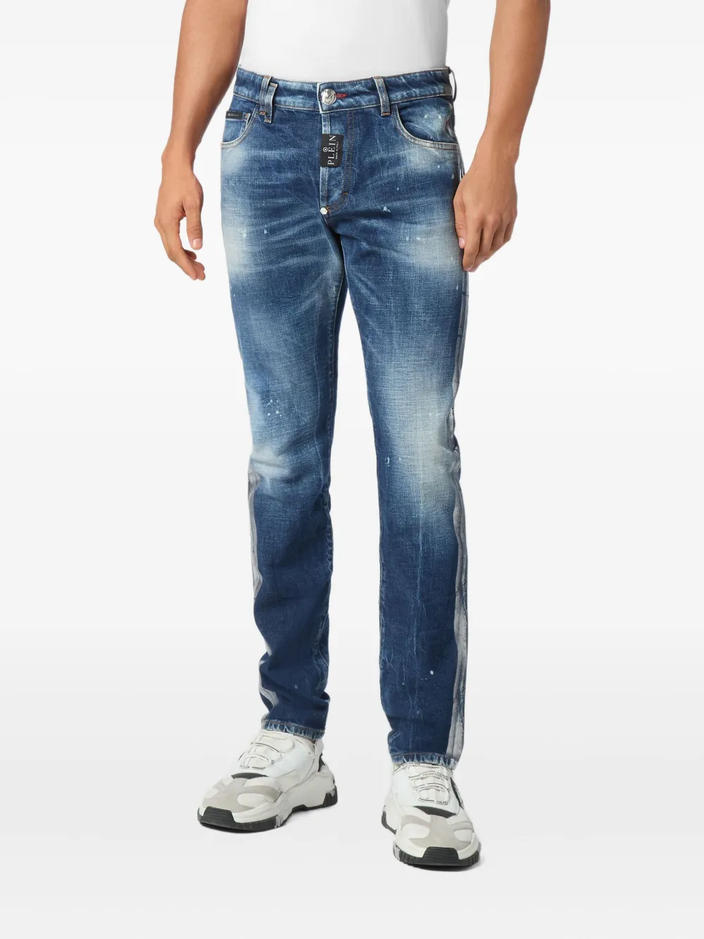Philipp Plein Paisley Bandana straight jeans Blauw