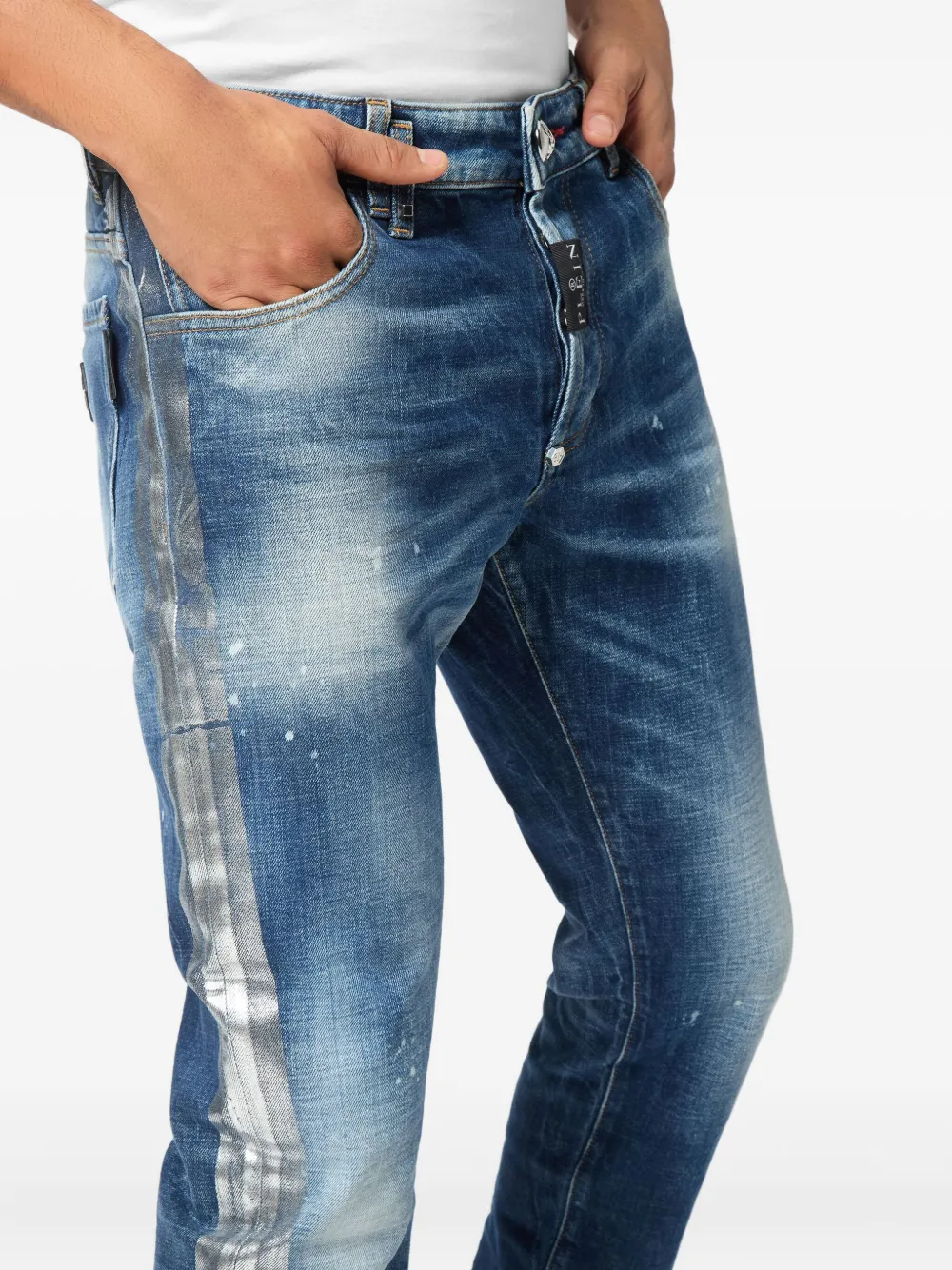Philipp Plein Paisley Bandana straight jeans Blauw