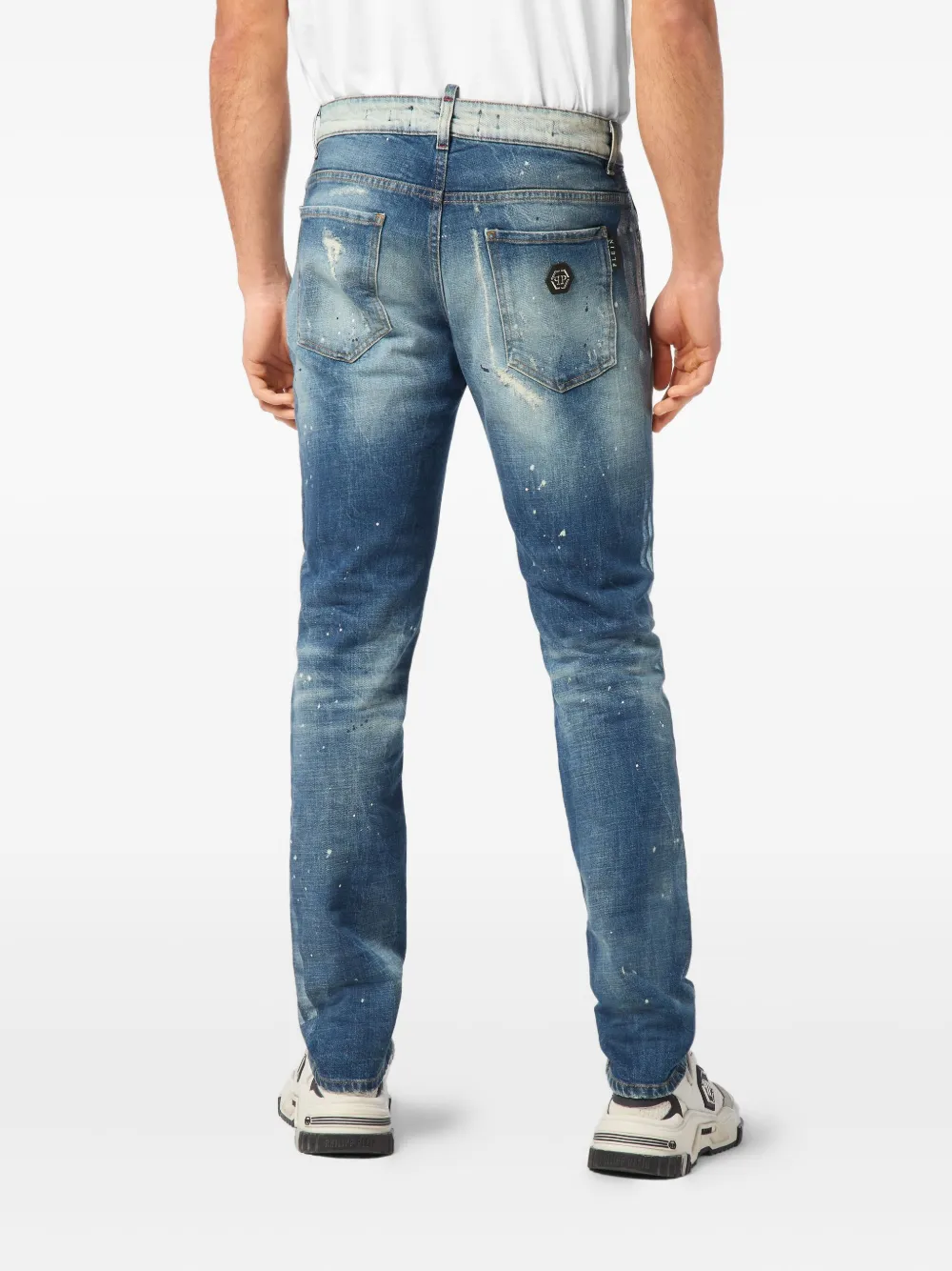 Philipp Plein Paisley Bandana jeans Blauw