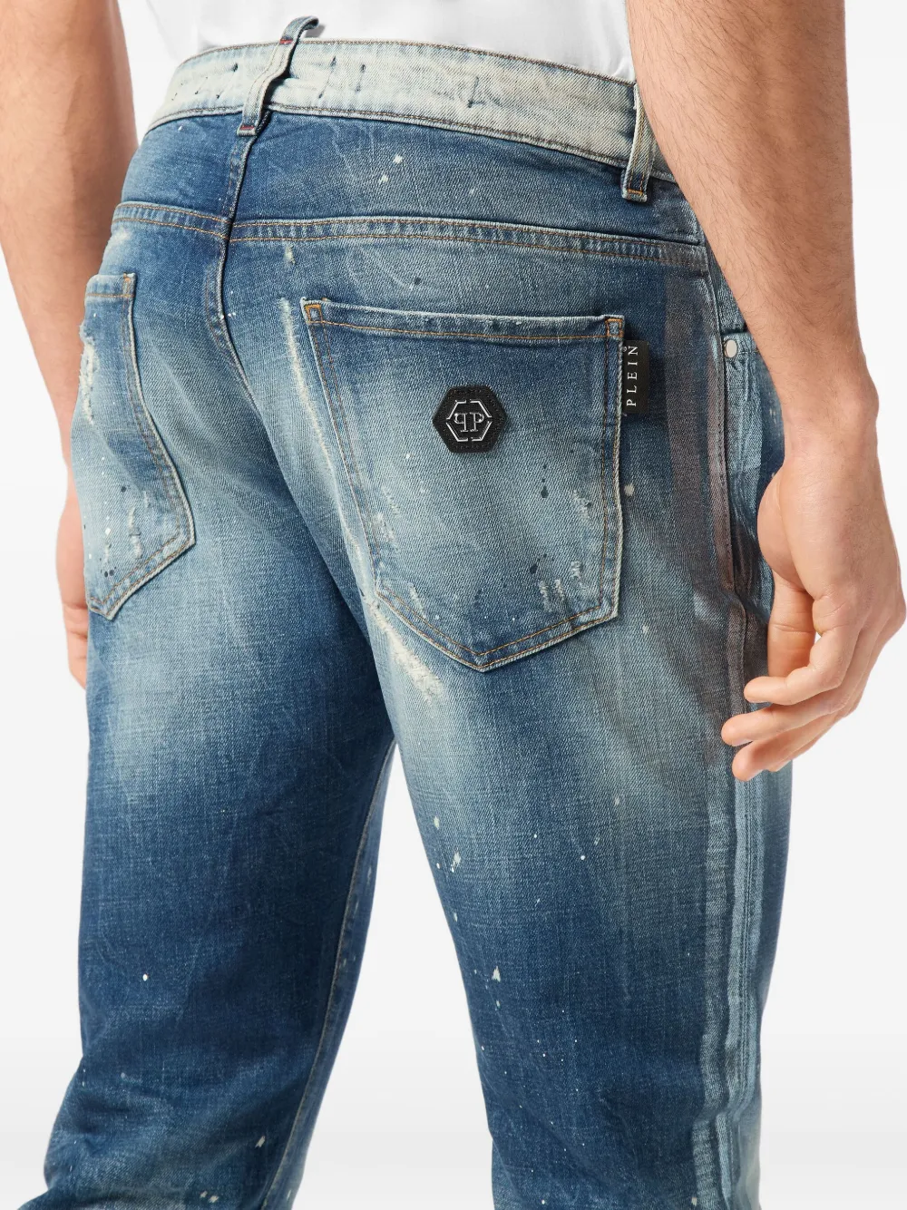 Philipp Plein Paisley Bandana jeans Blauw