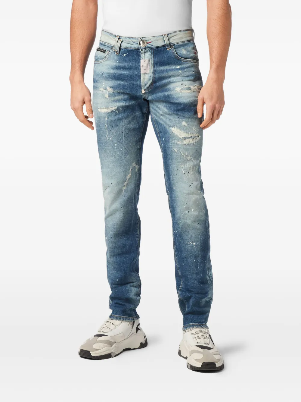 Philipp Plein Paisley Bandana jeans Blauw