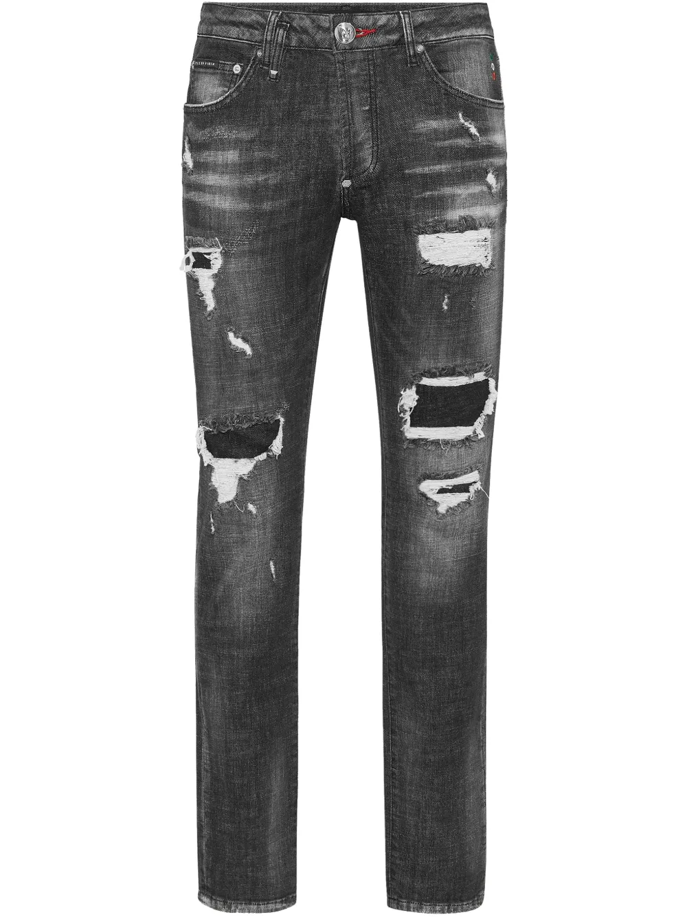 distressed-effect jeans