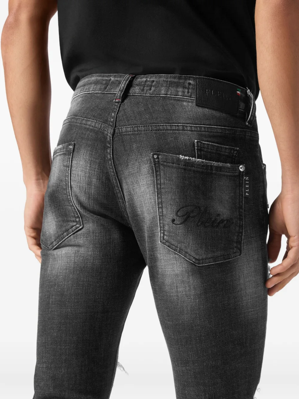 Philipp Plein Gerafelde jeans Zwart