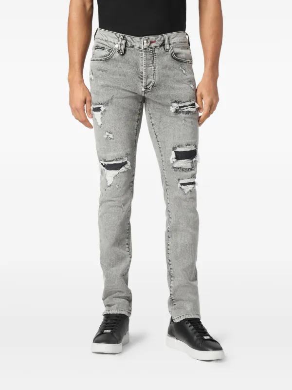 Philipp Plein distressed-effect Jeans Grey FARFETCH IN