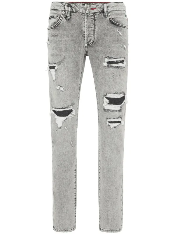 Philipp Plein distressed-effect Jeans Grey FARFETCH IN