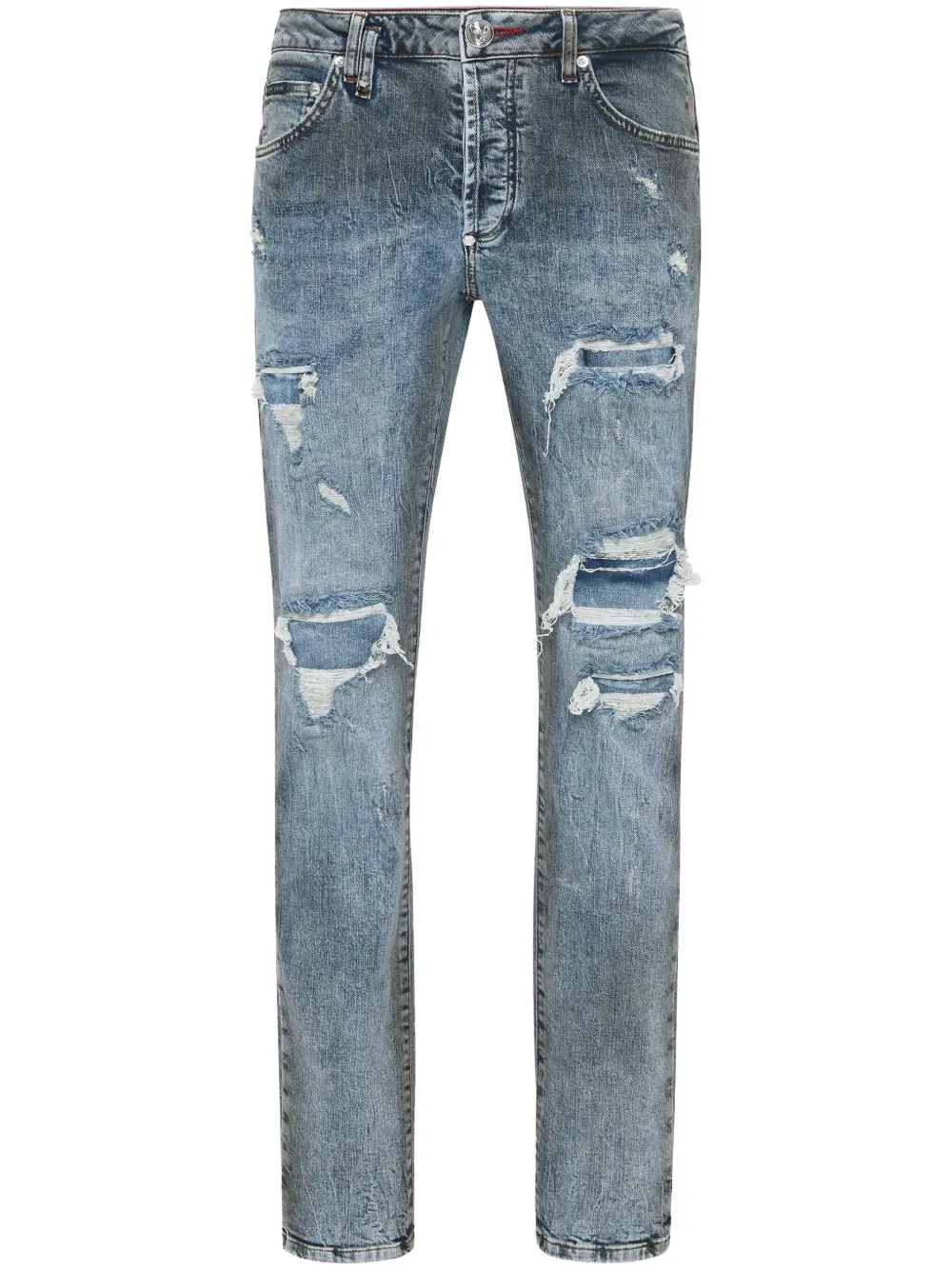 distressed-effect jeans