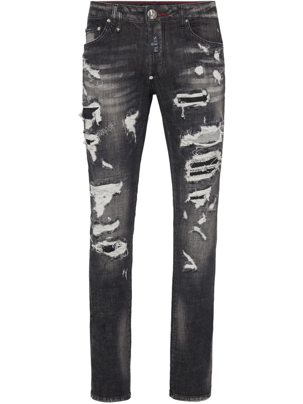 distressed-effect jeans