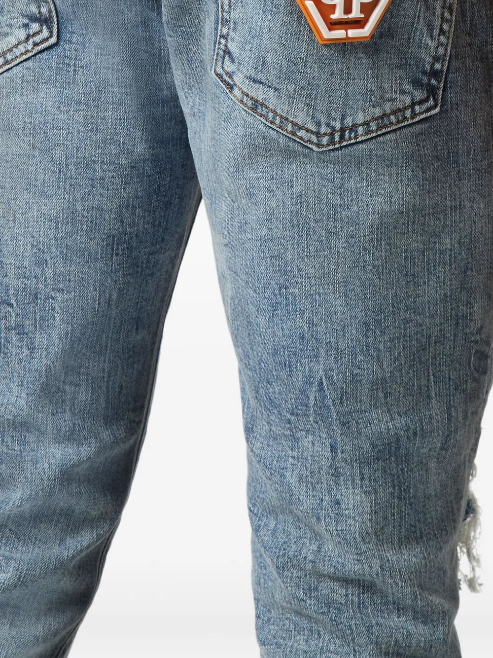 Philipp Plein Gerafelde jeans Blauw