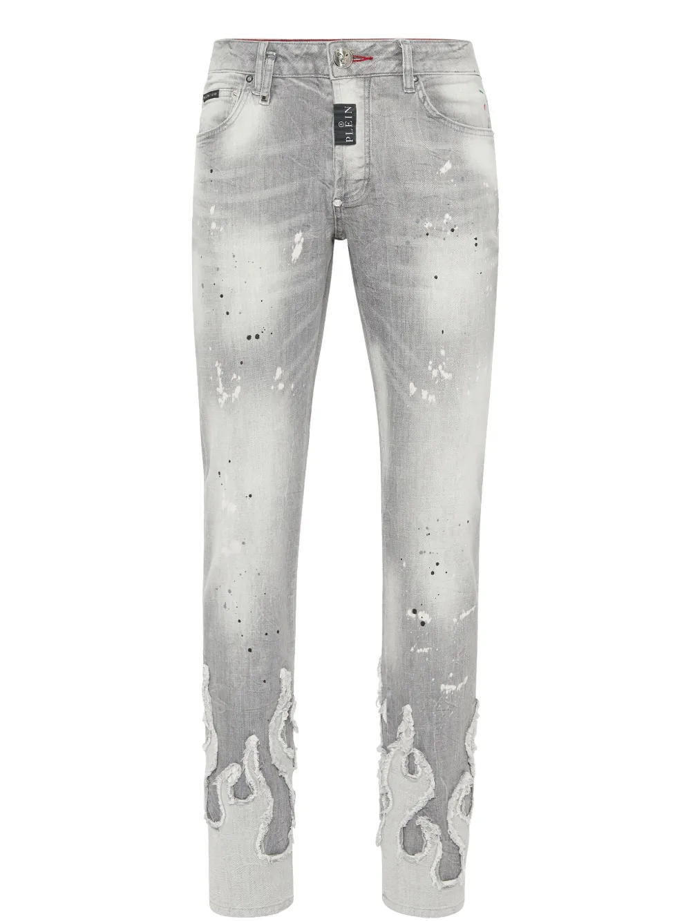 Philipp Plein Denim Rock Star Fit Trousers Flame In Grau