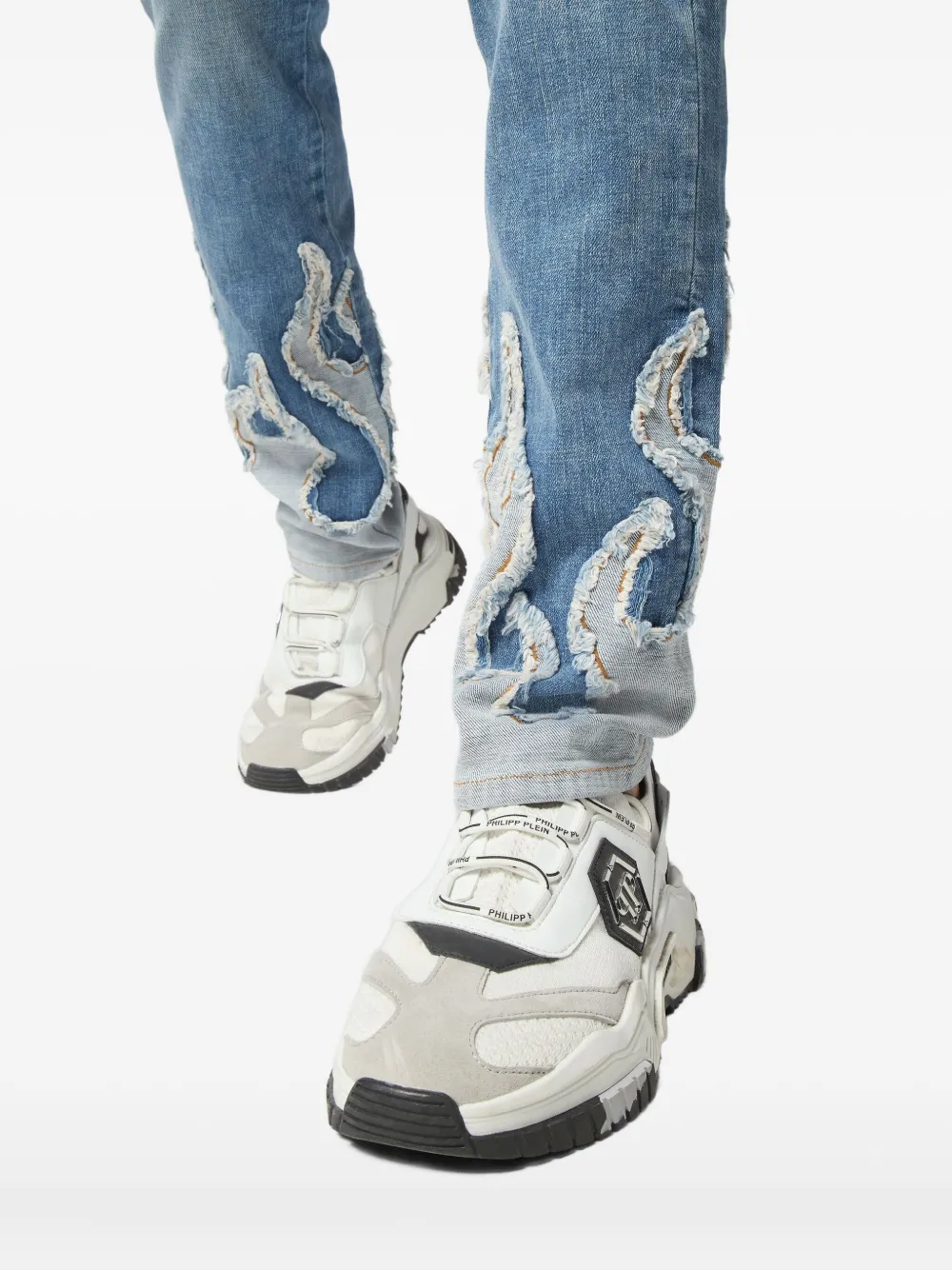 Philipp Plein Jeans met vlammenapplicatie Blauw