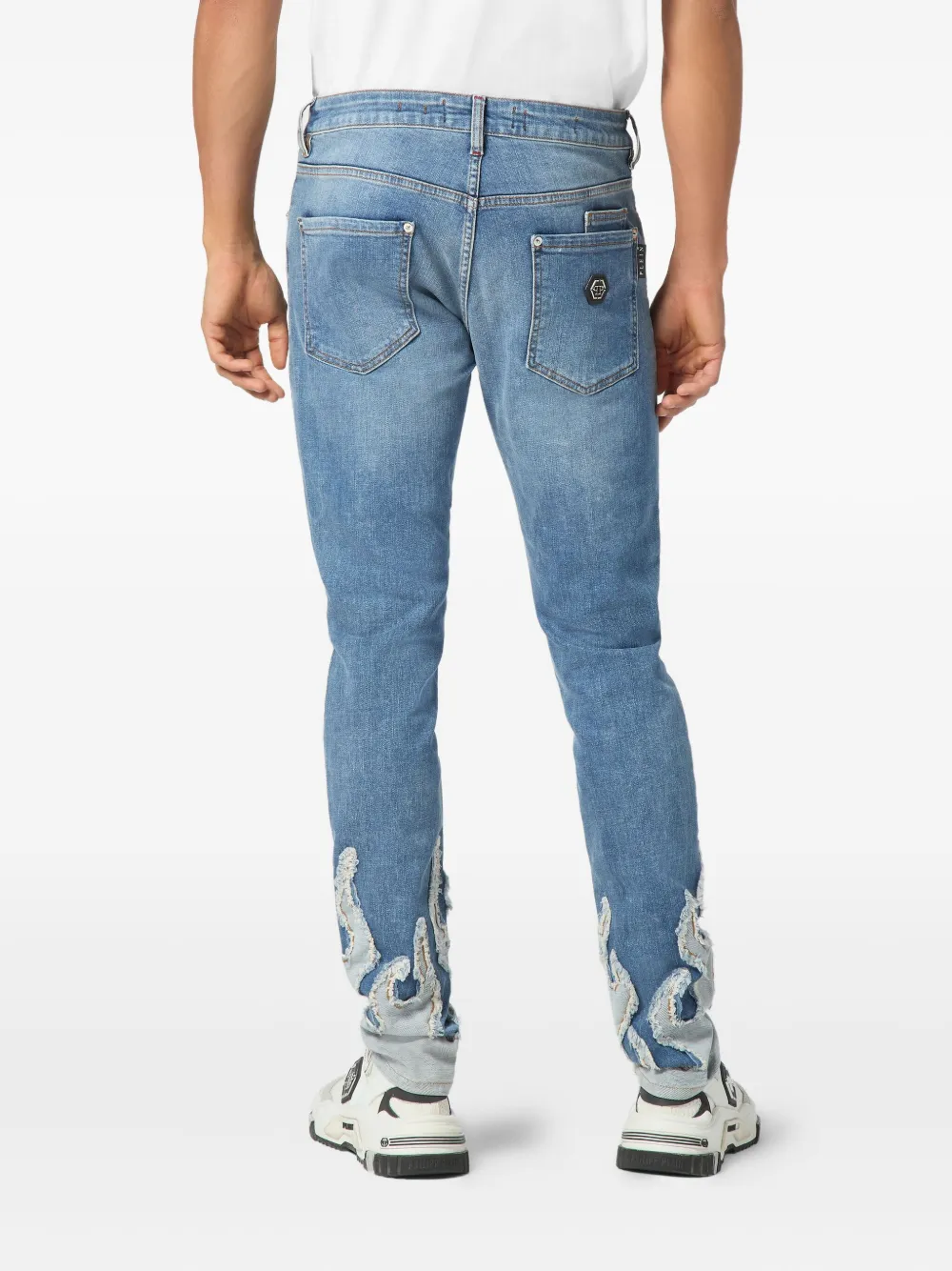 Philipp Plein Jeans met vlammenapplicatie Blauw