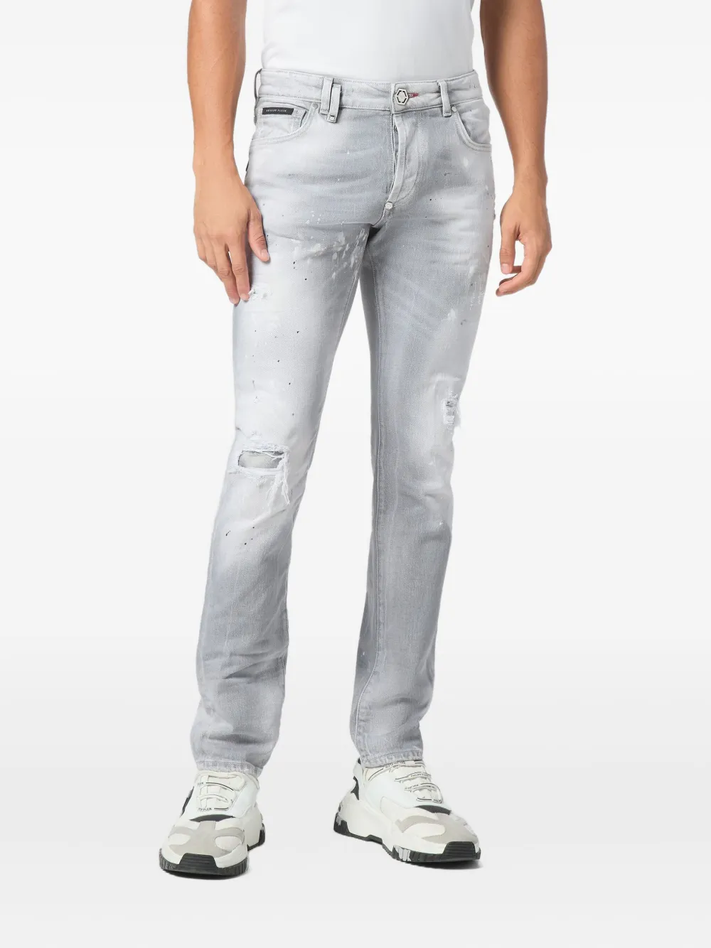 Philipp Plein Straight jeans met smiley-applicatie Grijs