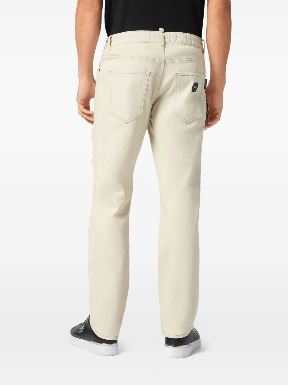 Philipp Plein Jeans met logopatch Beige