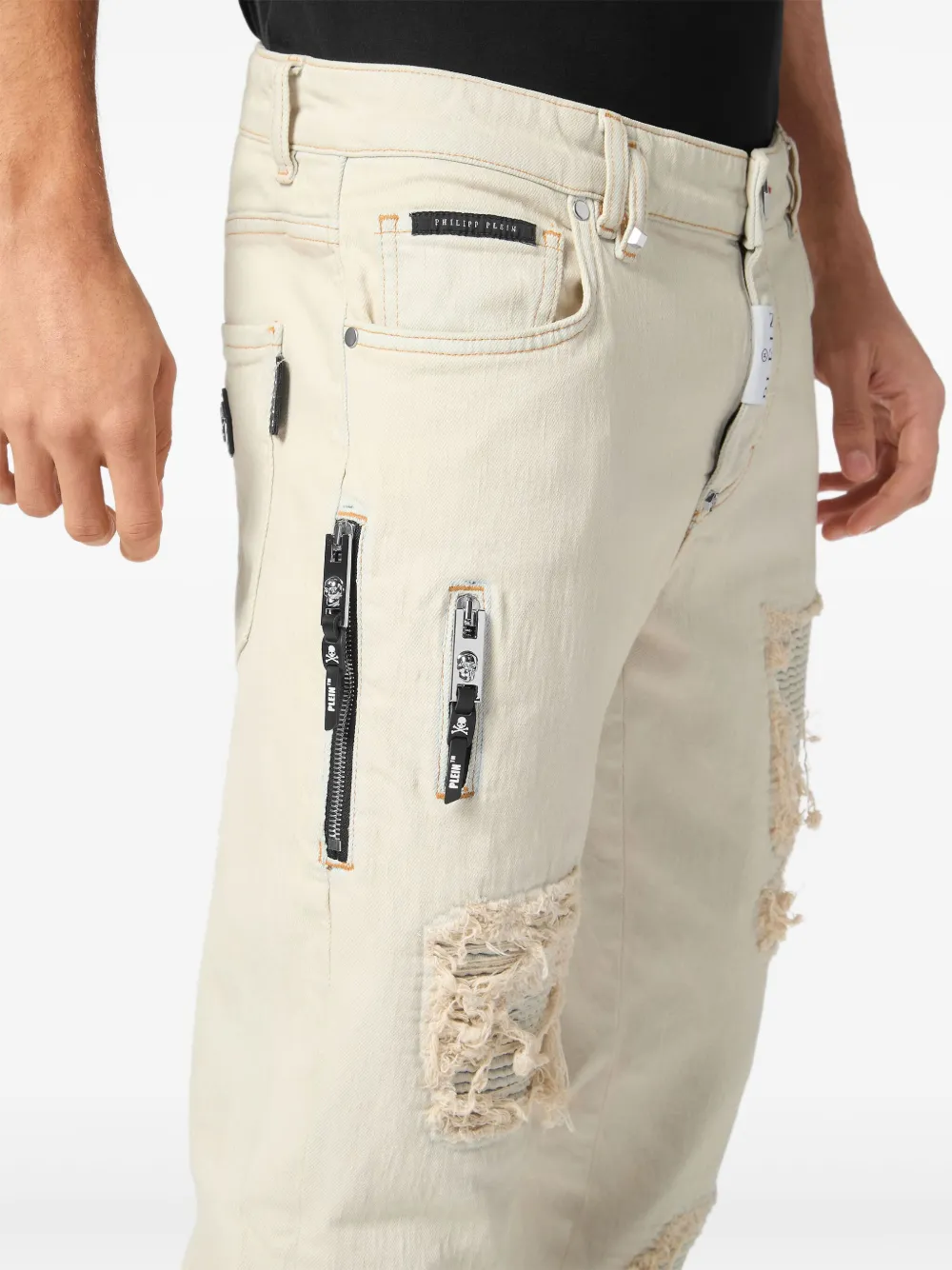 Philipp Plein Jeans met logopatch Beige
